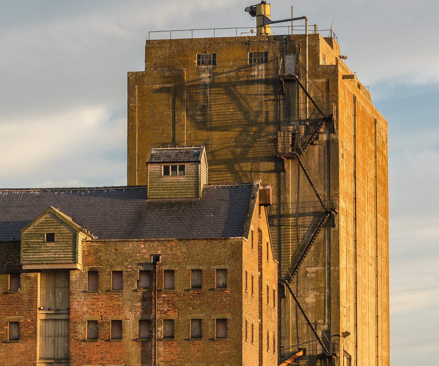 Silos in the evening sun at Sharpness Docks