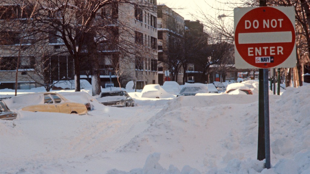 Chicago side street under heavy snow - 1979