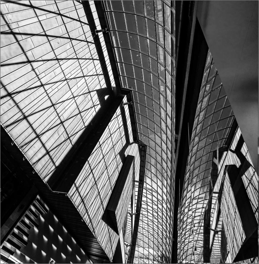 monochrome abstract shadow patterns in cabot circus bristol