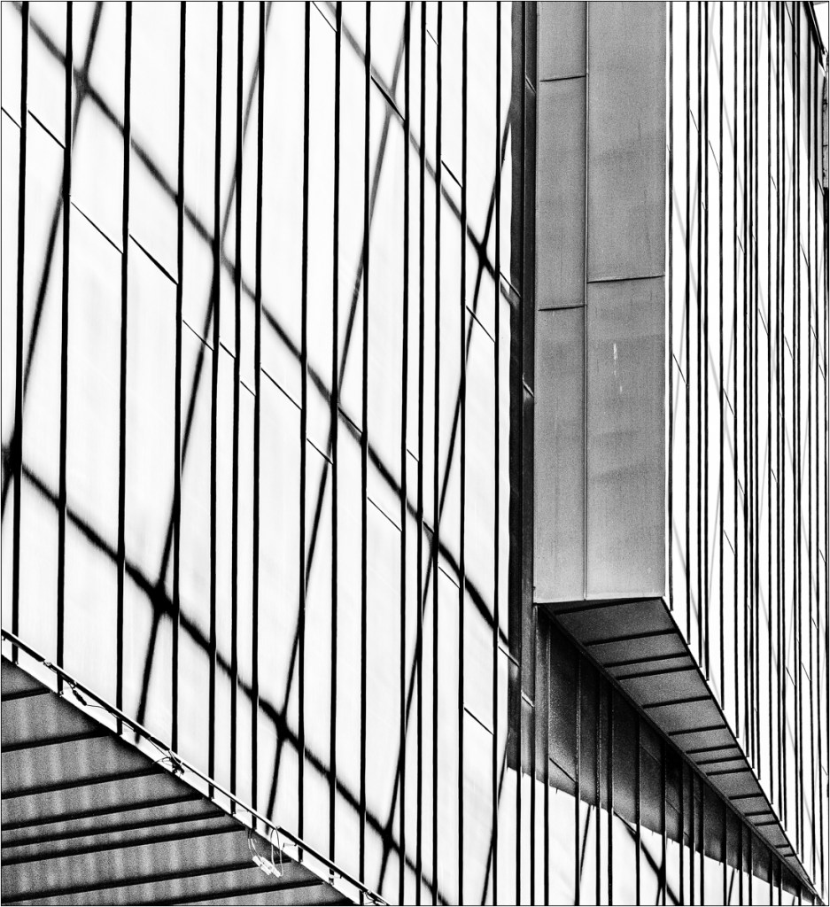 monochrome abstract shadow patterns in cabot circus bristol
