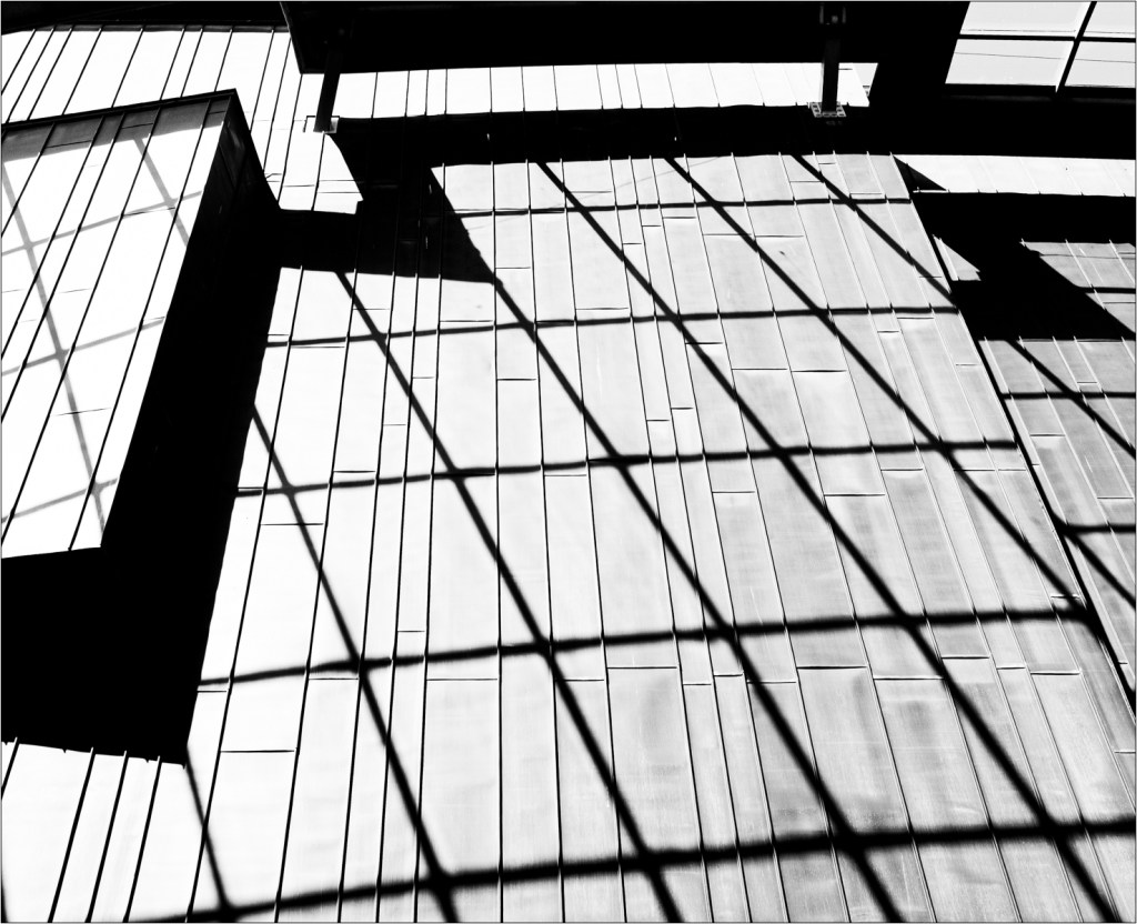 monochrome abstract shadow patterns in cabot circus bristol
